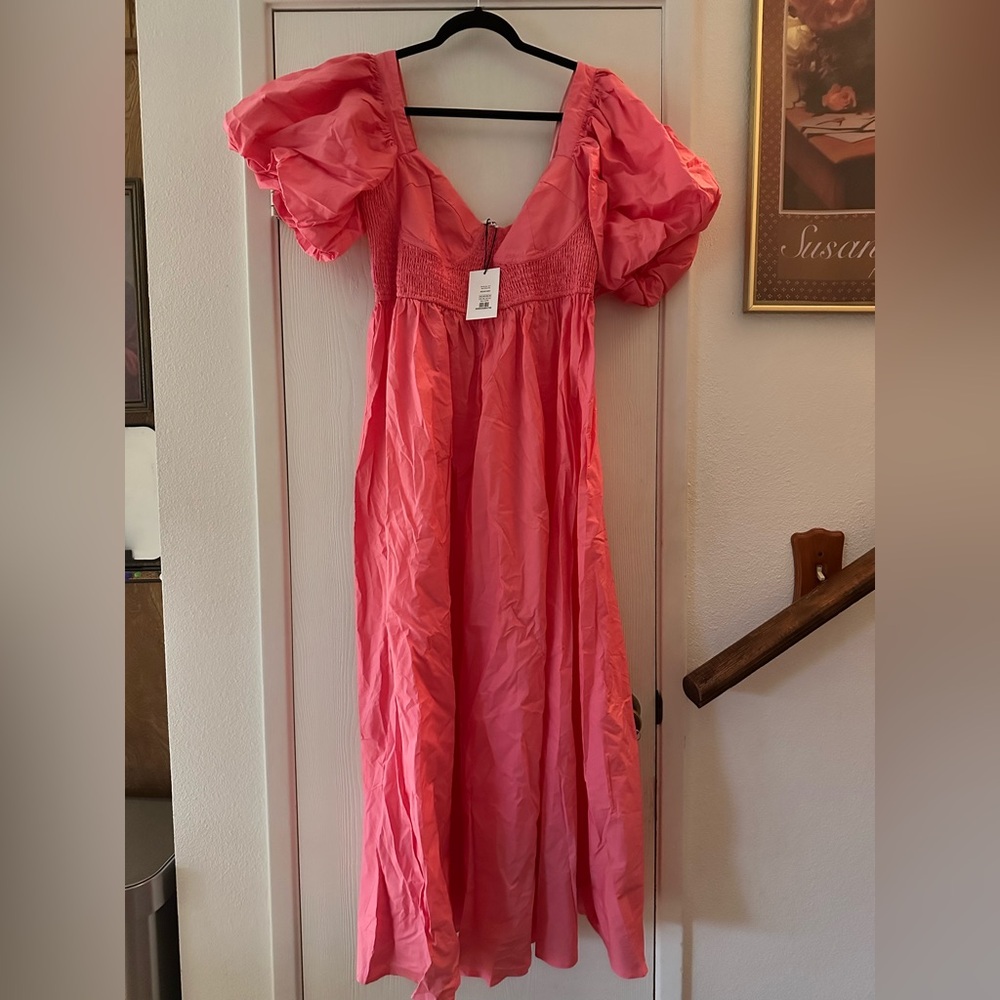 Showpo CroralPink Puff Sleeve Maxi Dress